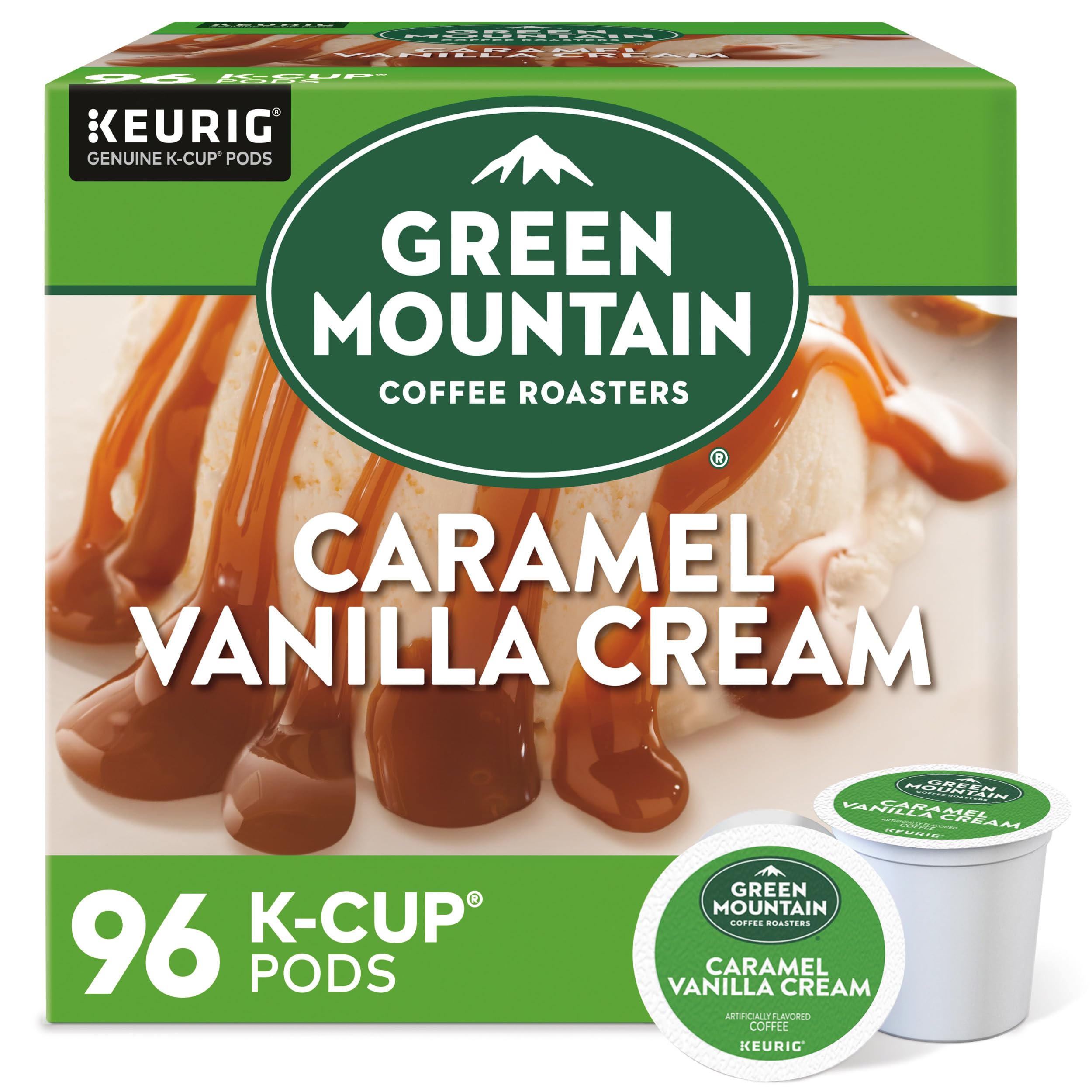 Green Mountain Caramel Vanilla Cream Coffee, K-Cup Pods, 96 Count | Light roast,
