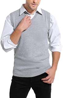 Sykooria Sweater Vest Men's Sleeveless Knitted Vest V-Neck Knitted Pullover Vest Winter Plain Sleeveless Knitted Jumper for Men S-XXL