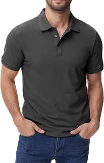 MIER Men's Polo Shirt Cotton Short Sleeve Golf Tennis Polo Shirt with Collar for Work Travel 3 Button Ultra Soft