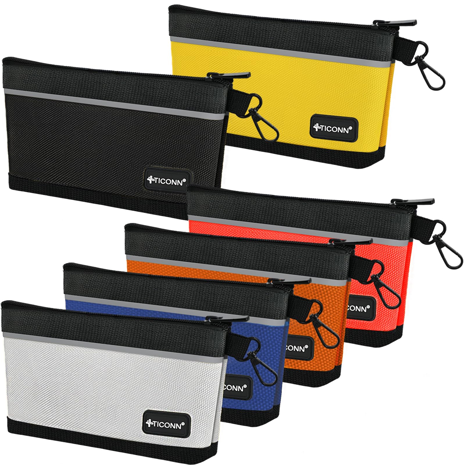 TICONN 6PK Tool Pouches with Zipper, Waterproof 1680D Oxford Small Tool Bag | We