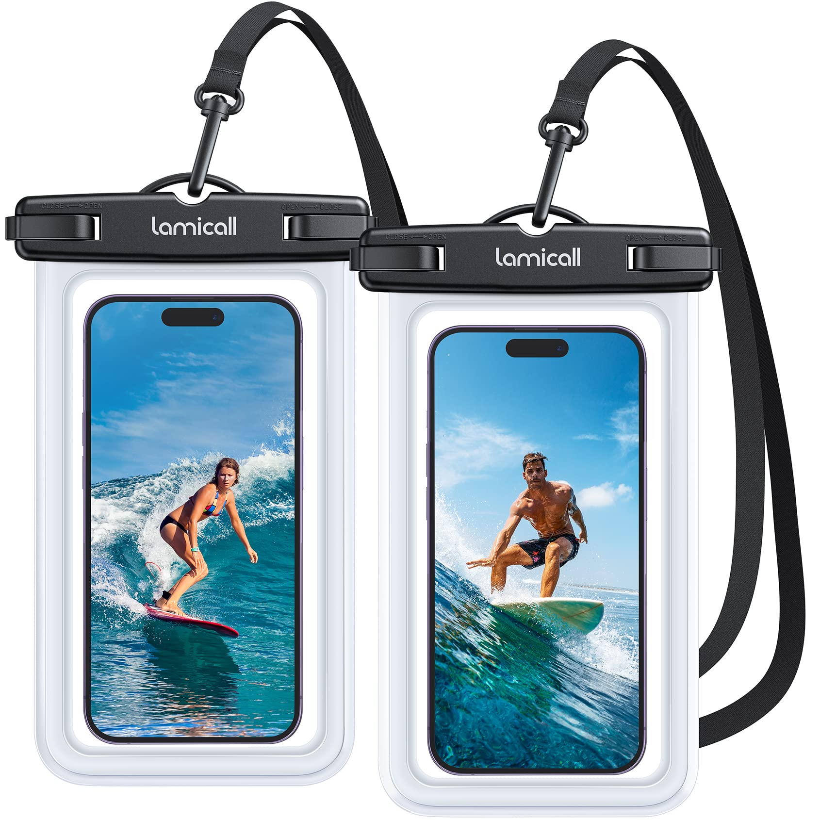 Lamicall Waterproof Phone Pouch, [Easy Lock] IPX8 Water Proof Phone Case | 2Pack