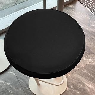 Round Bar Stool Cover, Round Chair Dresser Cushion Cover Stretch Washable Circular Chair Cover 14-16 Inch, Black