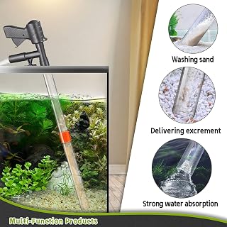 SSRIVER Fish Tank Cleaner New Upgraded Aquarium Cleaner Kit, Aquarium Vacuum Siphon Changing Water and Washing Sand with Air-Pressing Button and Adjustable Water Flow Controller