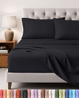 Utopia Bedding Bed Sheet Set, 4 Piece, Super King, Black
