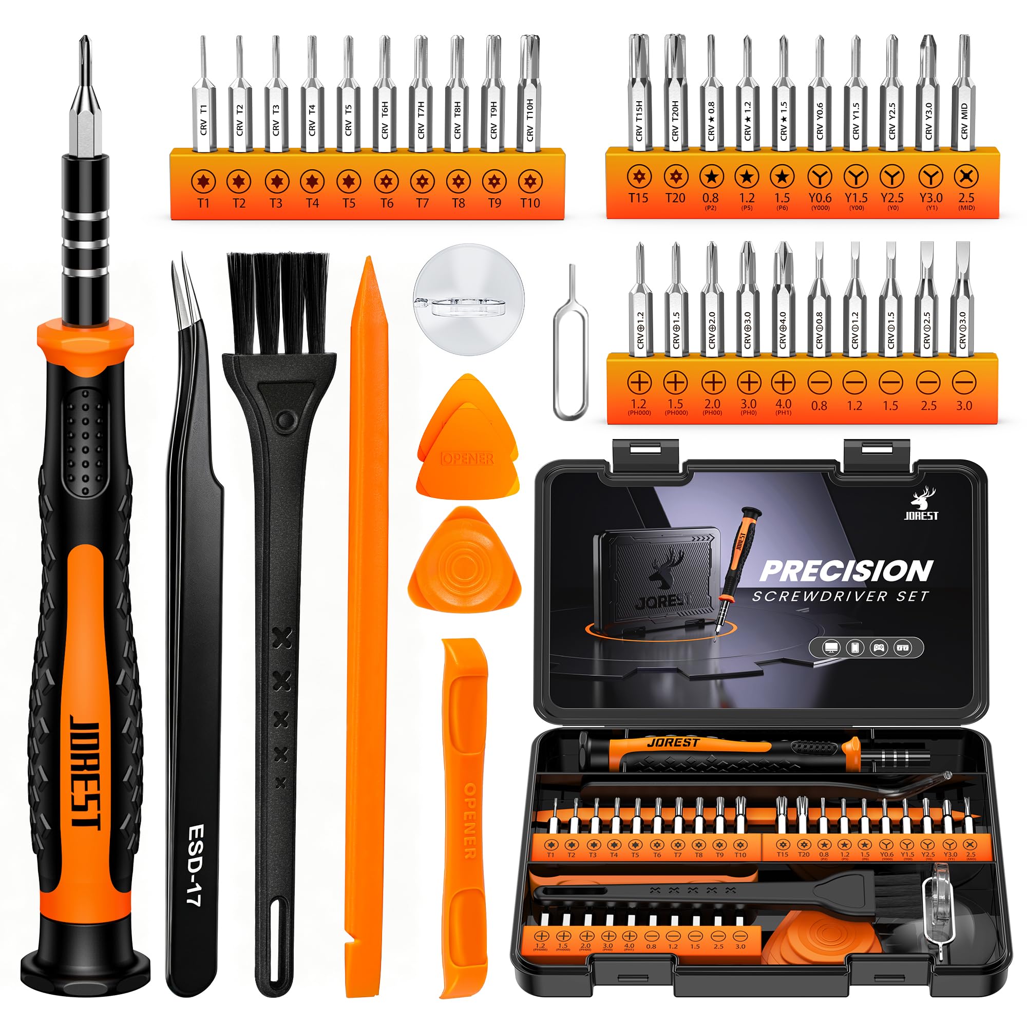 JOREST 40Pcs Precision Screwdriver Kit, Set Tools with Torx T1 T2 T3 T4 T5, TR6 
