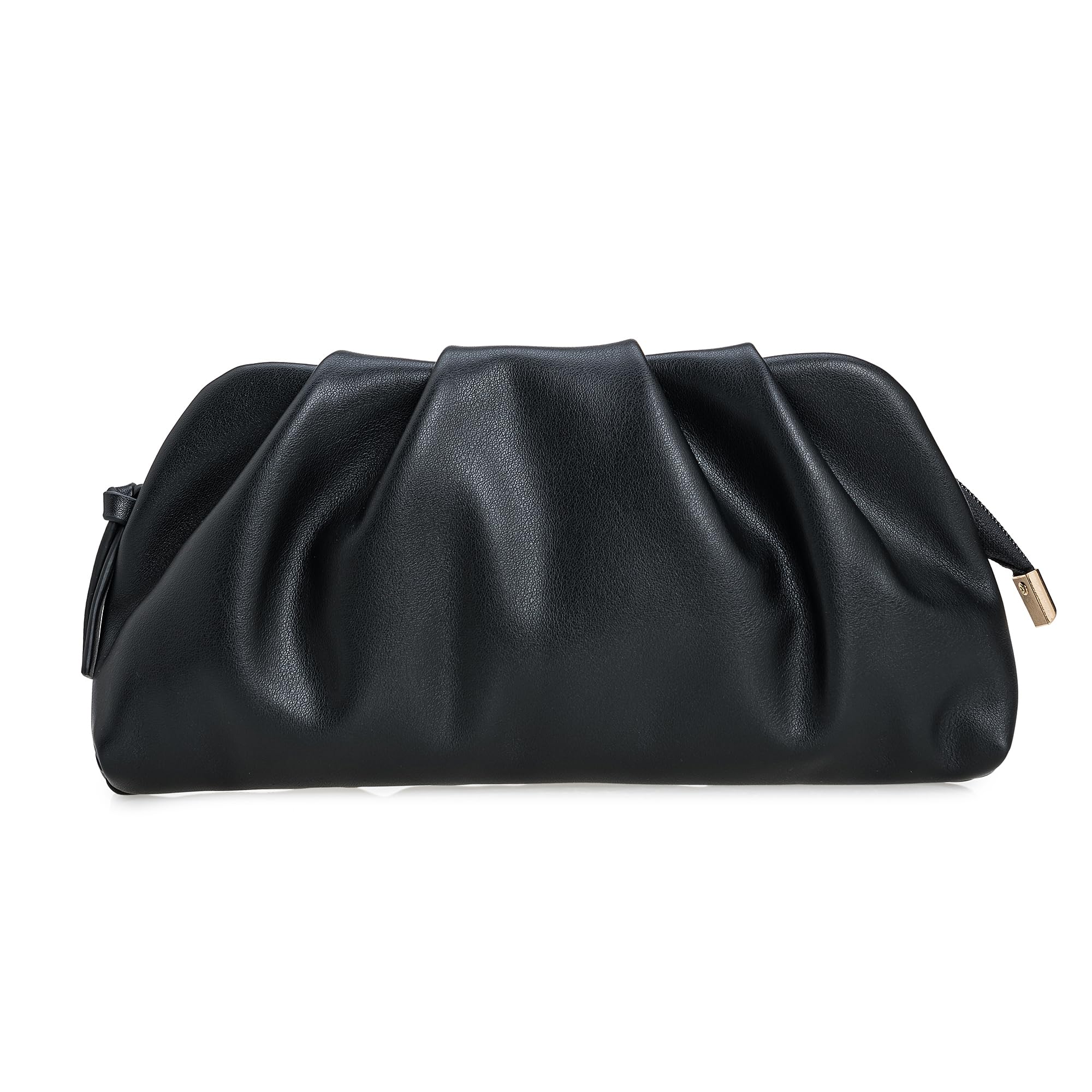 IXEBELLA Dressy PU Clutch Purse for Women Formal Soft Pleated Vegan Leather Even