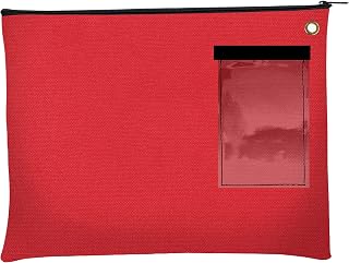 BankSupplies Canvas Interoffice Mailer 14 oz 14W x 11H Red Transit Bag Large Zipper Bag with Grommet Use with Padlock or Zip Tie for Security