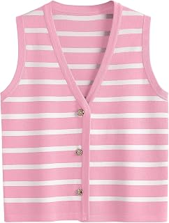 LILLUSORY Women Tank Tops Autumn 2025 Outfits Striped Button Down Sweater Casual Shirts Blouses Fashion Clothing