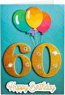 Joli Coon 60th Birthday Card, SIGNATURE, with seal sticker, handmade, 3D