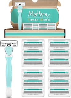 1 x Women Travel Razor, 12 x Replacement Blades, Green