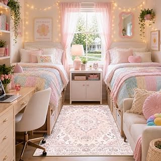 RELEANY Washable Area Rug, 4'x6', Pink