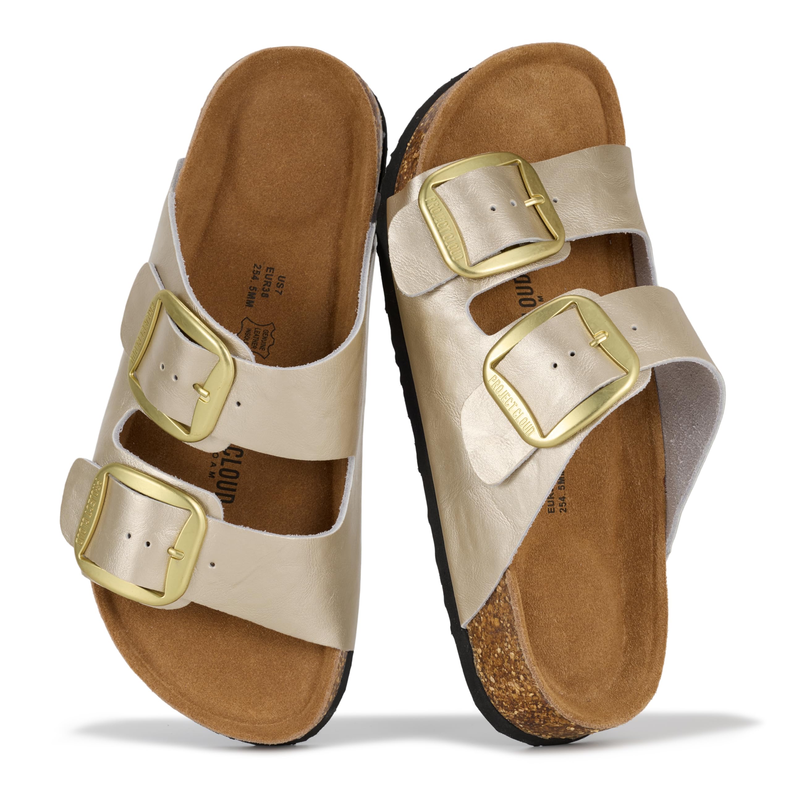 Project Cloud Flat Sandals Women Comfortable 100% Genuine Leather Memory Foam Be