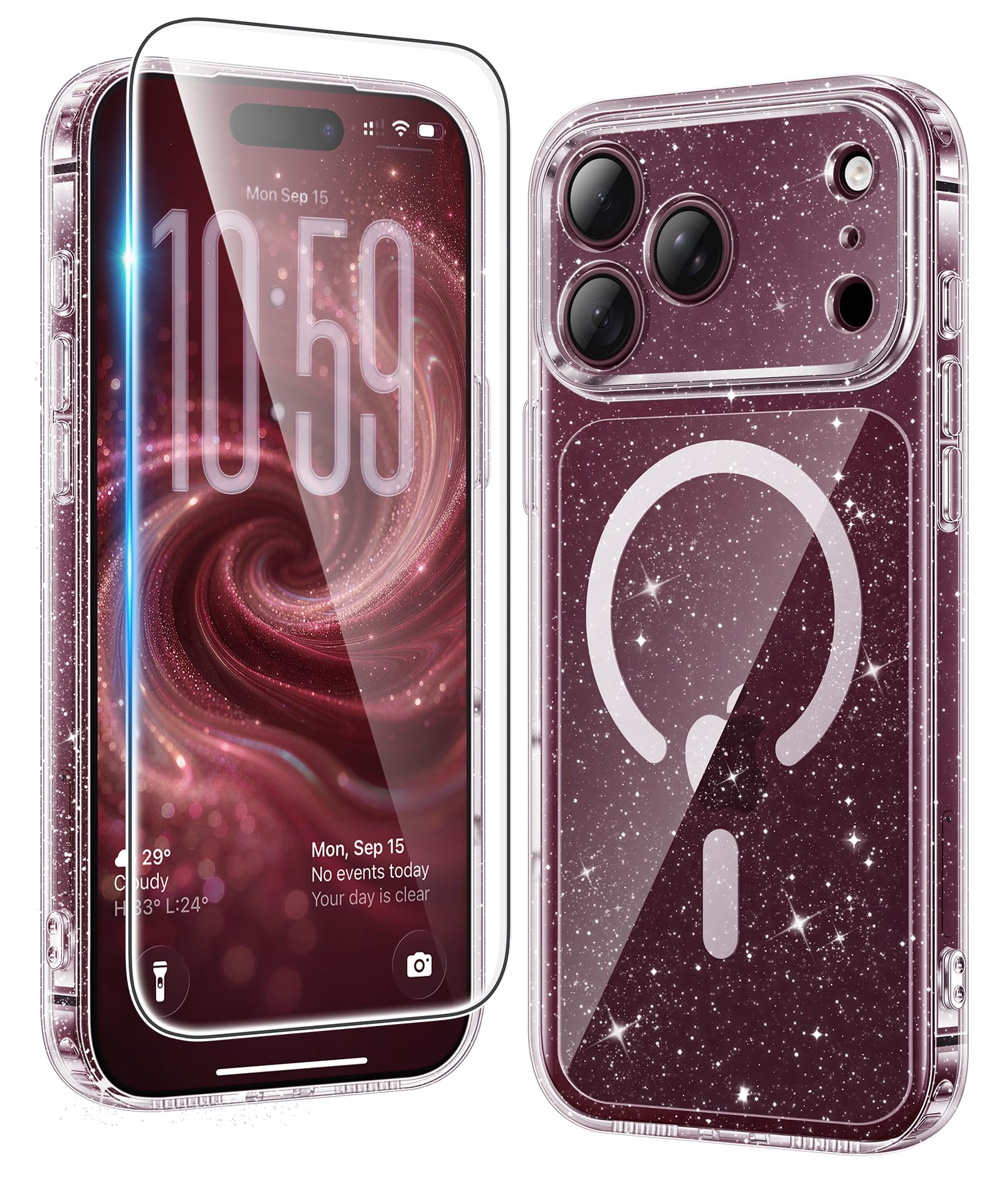 FNTCASE Magnetic for iPhone 18 Pro Max Case/17 Pro Max Case, Glitter | Fit for M