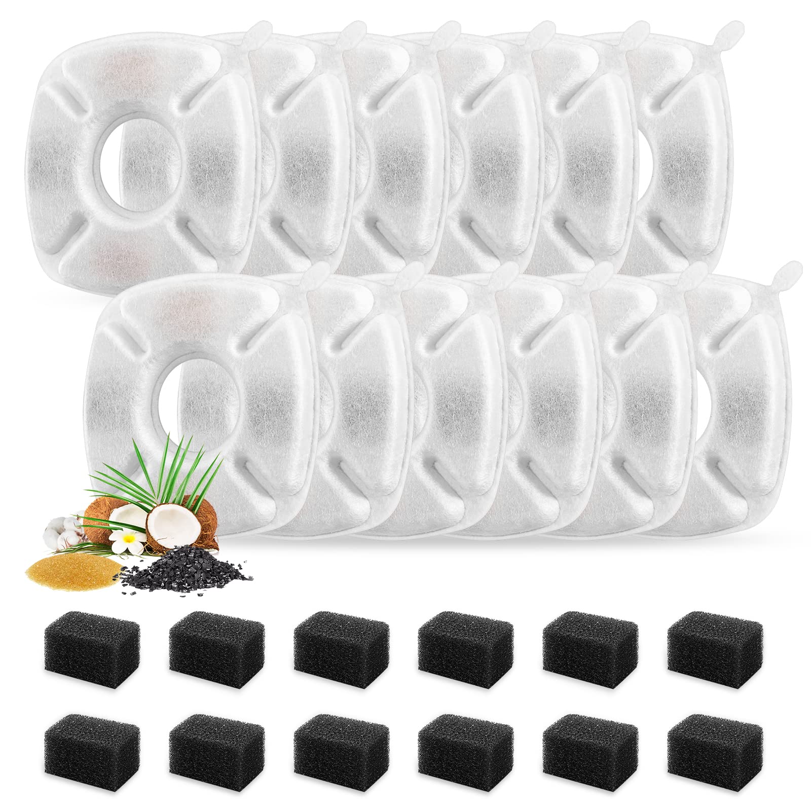 24 Pcs Cat Fountain Replacement Filters 12 Pack Cat Water Fountain Replacement F
