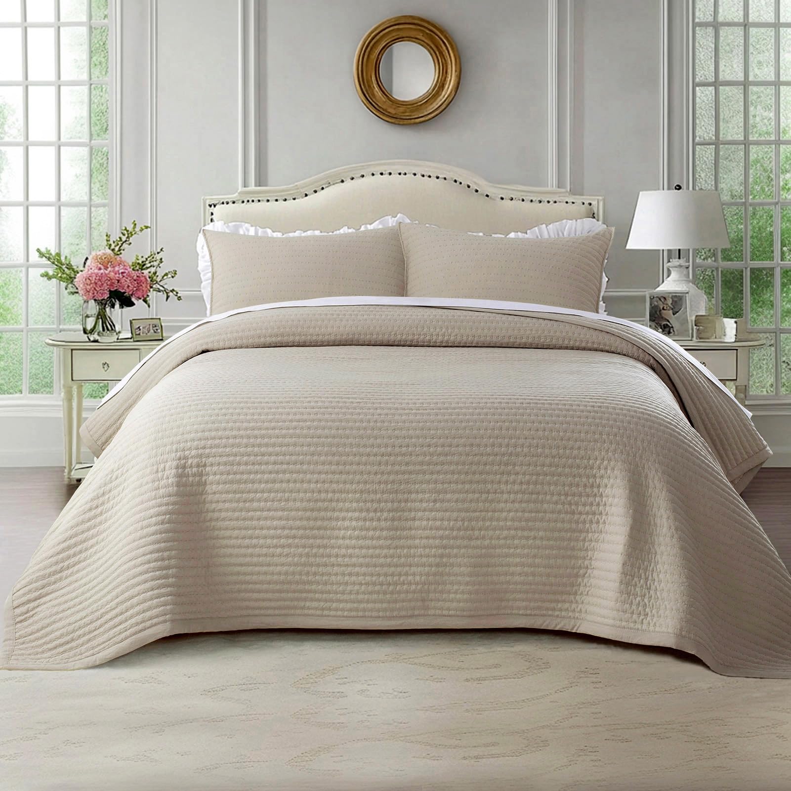 KASENTEX Oversized King Quilt Set 112x106, Soft Washed 3-Layer Lightweight | Thi