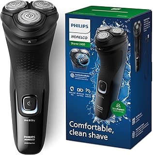 Philips Norelco 2400 Series Electric Shaver, Deep Black | 27 Self Sharpening ComfortCut Blades, 4D Flex Heads, Wet or Dry Use, 2-Year Blade Life, Pop-up Trimmer, X3001/90