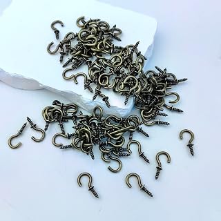120 Pack Small Screw Hooks for Hanging, Metal Ceiling Hooks for Hanging Plants 0.67" (Bronze)