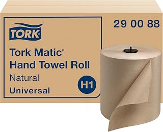 Tork Matic Paper Hand Towel Roll Natural H1, 6 Rolls x 700 ft, 290088 | Compatible with H1 Dispensers, 1-Ply, Universal, 100% Recycled Fiber