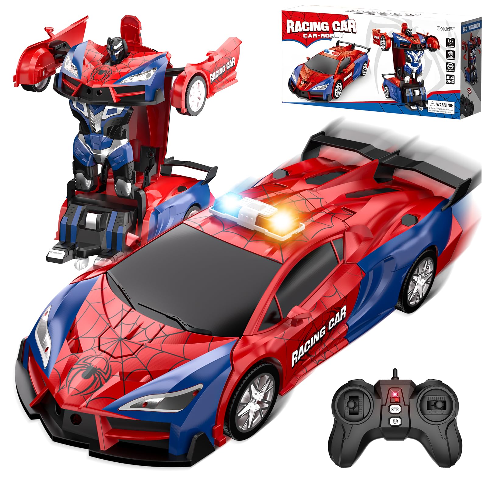 Spider Transform Remote Control Cars for Kids with One-Key Transformation | 2.4G