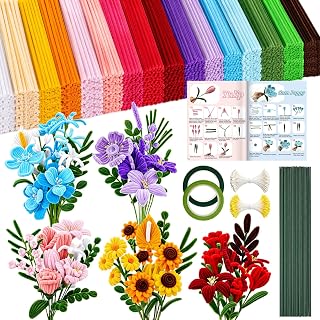 1600Pcs Pipe Cleaners Bulk for Crafts, DIY Pipe Cleaners Flowers Kit Handle | 16 Colors pipe cleaner flower kit, Pipe Cleaners Bulk for Home Arts and Crafts,Flower Making Kit with Chenille Stems