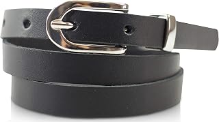 fashionchimp Women's Basic Belt, 100% Genuine Leather, Narrow Belt, Width Approx. 1.5 cm - Made in Germany, Black