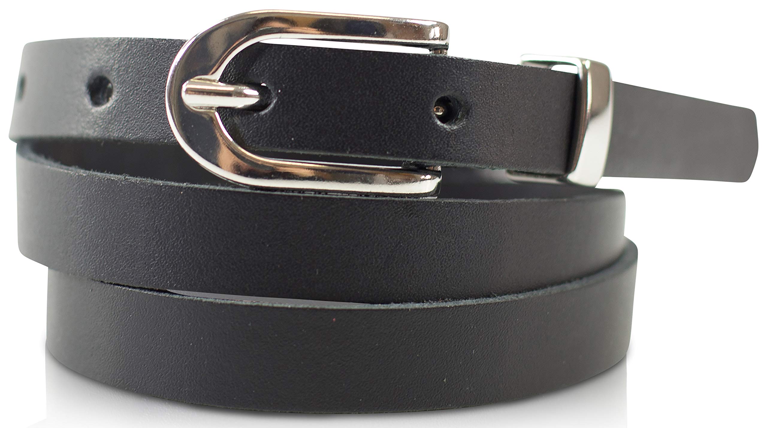 fashionchimp Women's Basic Belt, 100% Genuine Leather, Narrow Belt, Width Approx