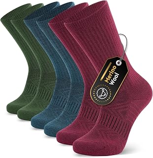 Ruixue Merino Hiking Socks for Men and Women, Trekking Socks, Merino Wool Sports Socks, Sports Socks for Men, Women and Children [3 Pairs]