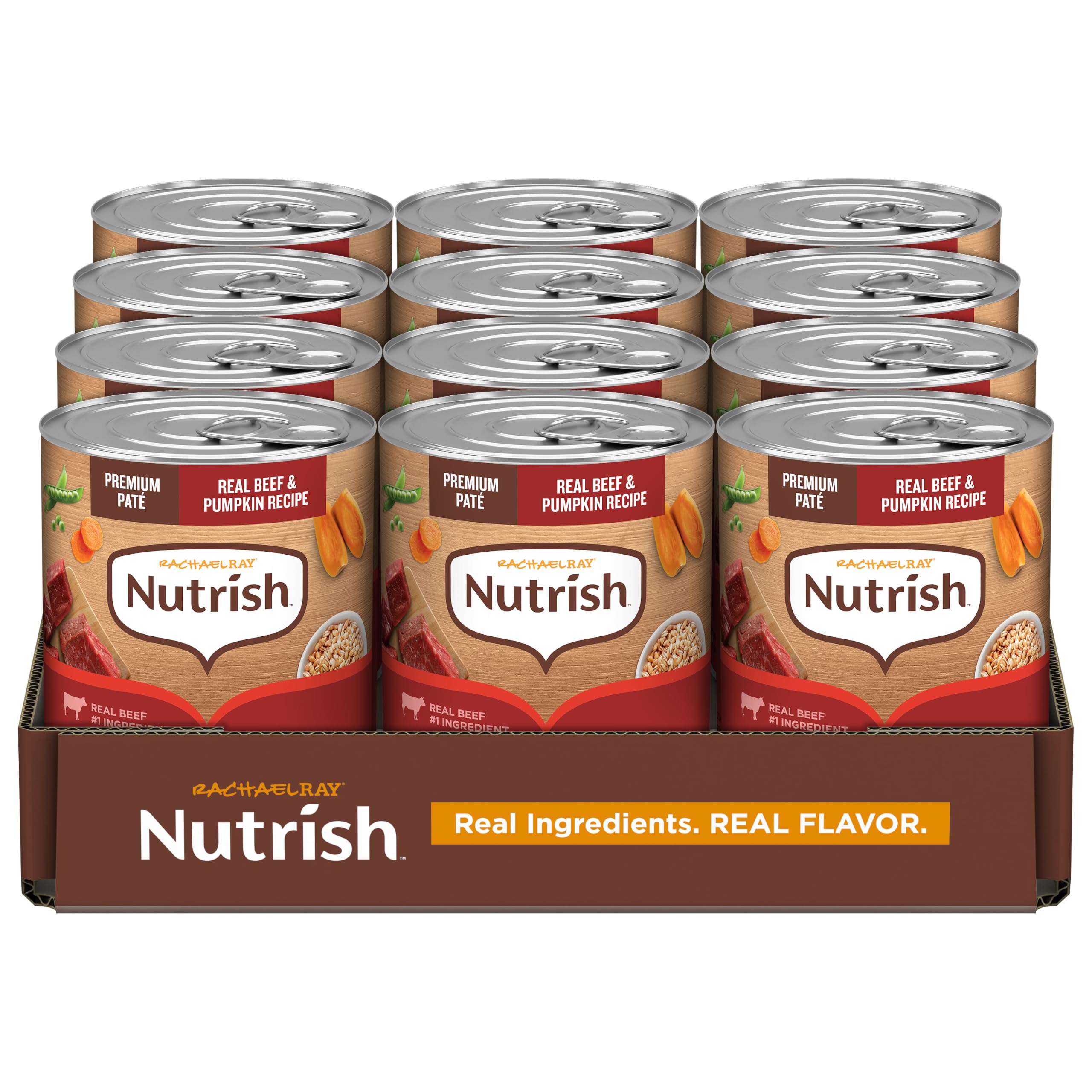 Nutrish Beef Paté Wet Dog Food, 13 oz. Can, 12 Pack (Rachael Ray) | Made with Pu