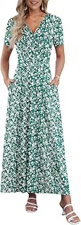 AUSELILY Maxi Dresses for Women Ankle Length Floral Beach Long Flowy Dress