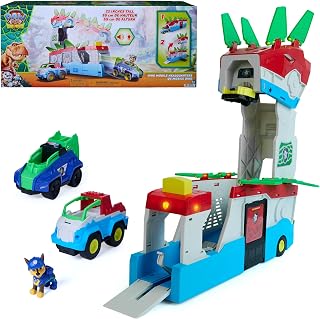 PAW Patrol: The Dino Movie, Dino Mobile Headquarters, 2-in-1 Playset | Transforming 22-Inch Tall HQ Playset, Lights & Sounds, Chase Action Figure & 2 Vehicles, Kids Toys for Boys & Girls Ages 3+