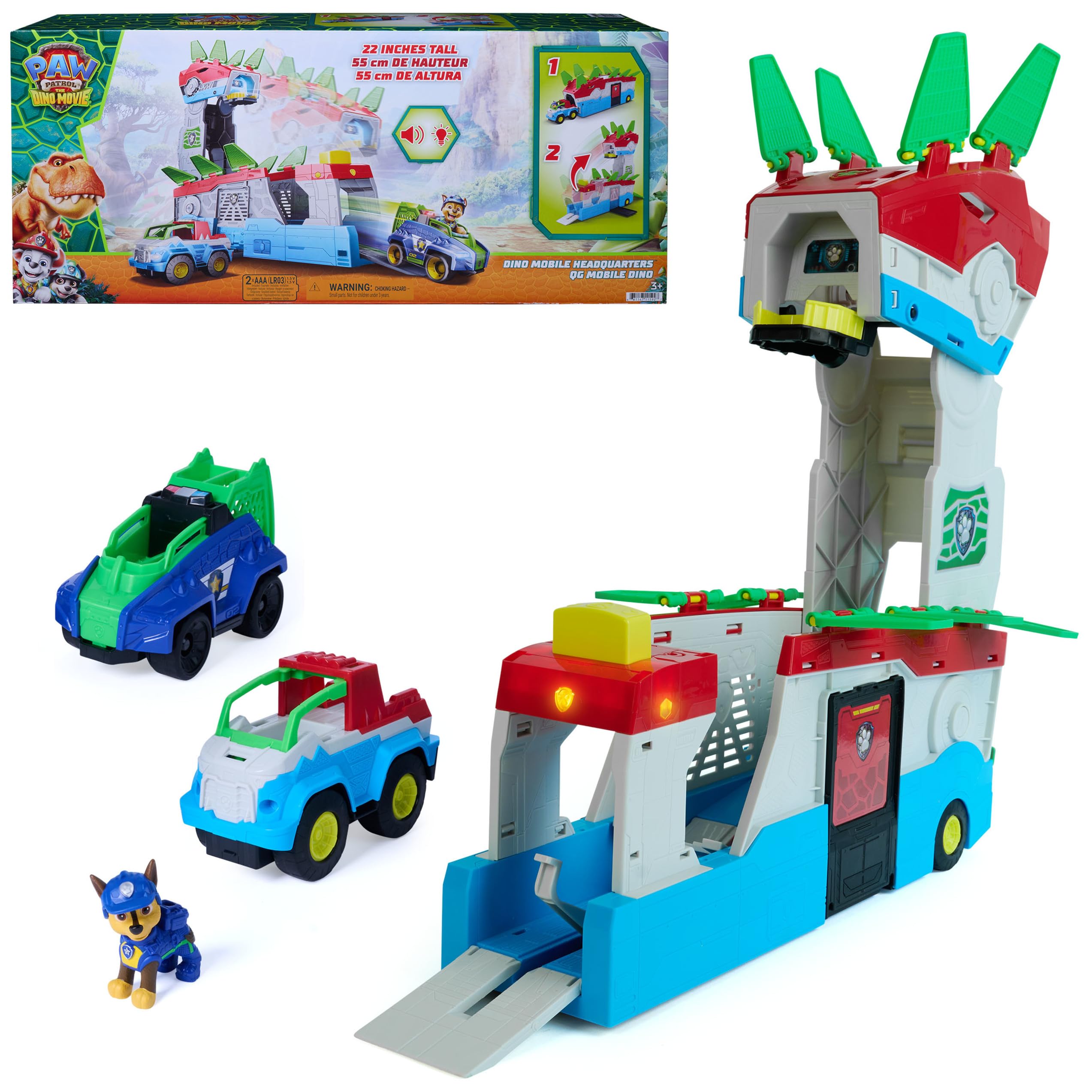 PAW Patrol: The Dino Movie, Dino Mobile Headquarters, 2-in-1 Playset | Transform