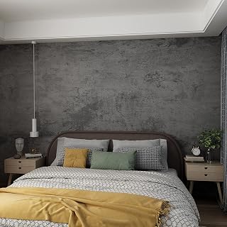 3yecao 16"×1181" Extra Thick Large Size Blue Grey Concrete Wallpaper Peel and Stick Waterproof Dark Blue Gray Concrete Cement Contact Paper Vinyl Industrial Textured Sticker for Bedroom Bathroom Gym