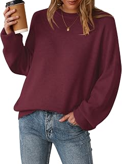 Arach&Cloz Women's Oversized Wool Blend Pullover Autumn Winter Round Neck Long Sleeve Sweater