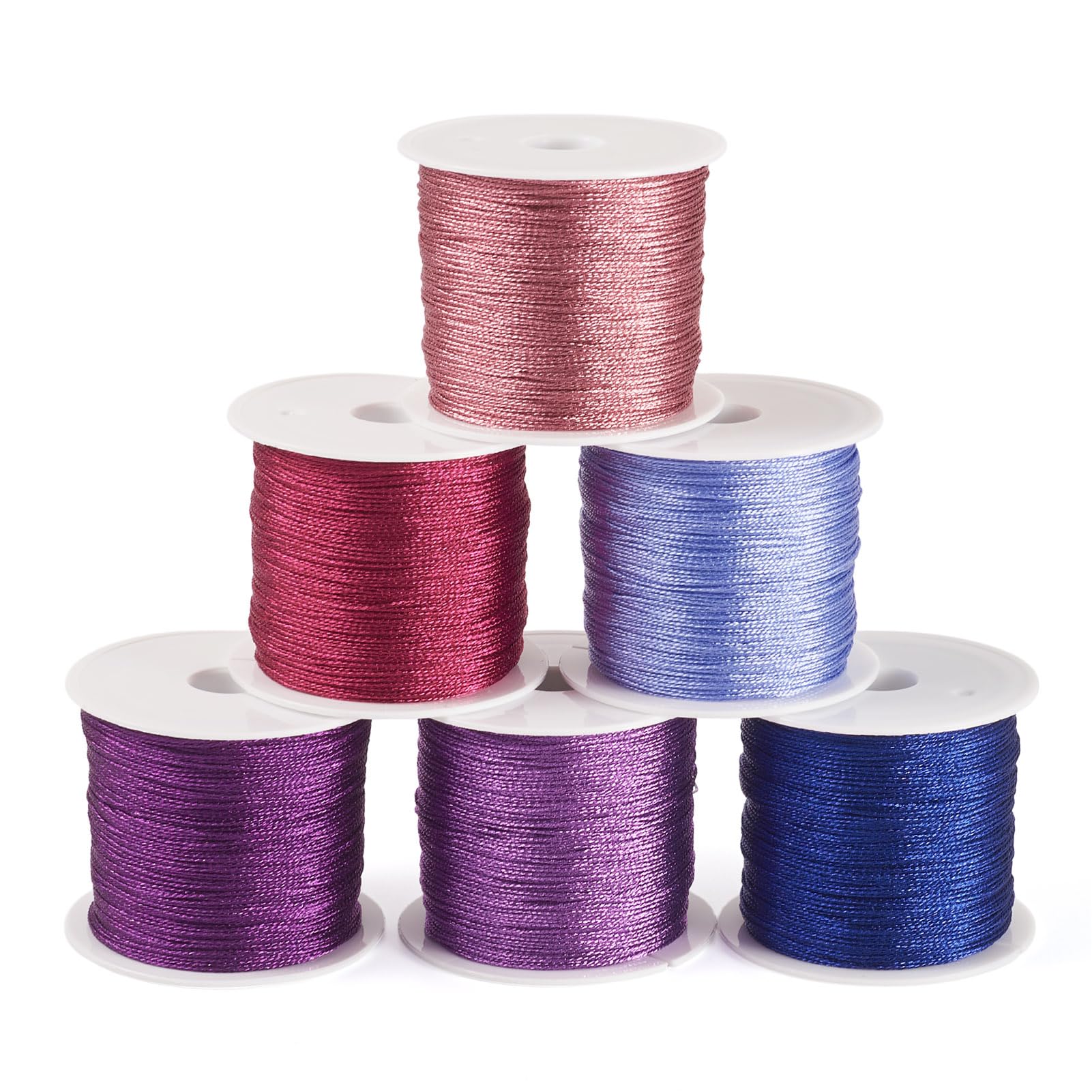 6 Rolls 300M Metallic Embroidery Thread Purple Theme 0.4mm Glitter Thread for Fr