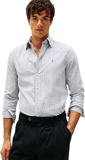 Tommy Hilfiger Men's Shirt Flex Poplin Mini Tartan Shirt with French Collar