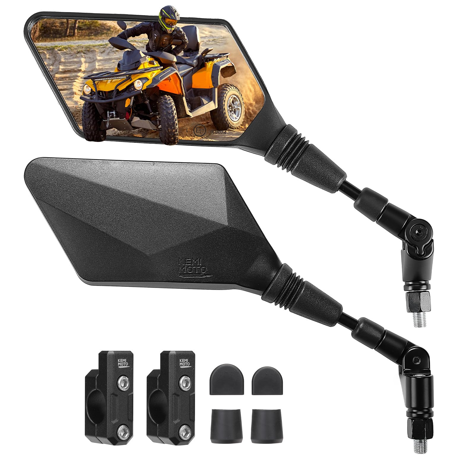 KEMIMOTO ATV Mirrors, 360° Swivel & 180° Fold-In Motorcycle Side Mirrors | Fits 