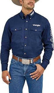 Wrangler Men's Long Sleeve Western Logo Button Shirt