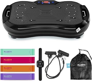 Bluefin® Vibration Plate Exercise Machine for Weight Loss, Toning & Lymphatic Drainage, Full Body Vibrating Platform with 180 Intensity Levels + 5 Programs for Home Fitness