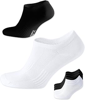 SONNORS 6-Pairs Ankle Socks for Mens Womens - Trainer Socks Breathable Organic Cotton Low Cut Short Anti Blister Running Sock - Black White Gray 4-Sizes