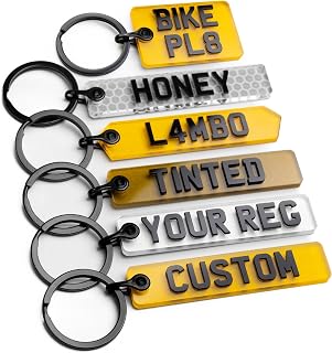 Pixly® Personalised Custom Licence Plate Keychain, Mini UK Number Plate Keyring, Name Key Chain, Motorbike Hex Car Registration Key Ring, Gift Private Reg Fob, Gift for Him Her