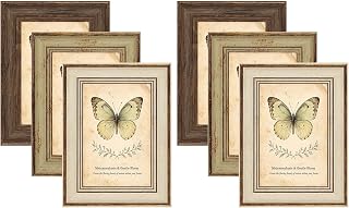 XUANLUO 6 Pack 4x6 Inch Farmhouse Rustic Picture Frame Sets Distressed Farmhouse Plastic Frame for Wall Mount or Tabletop Display