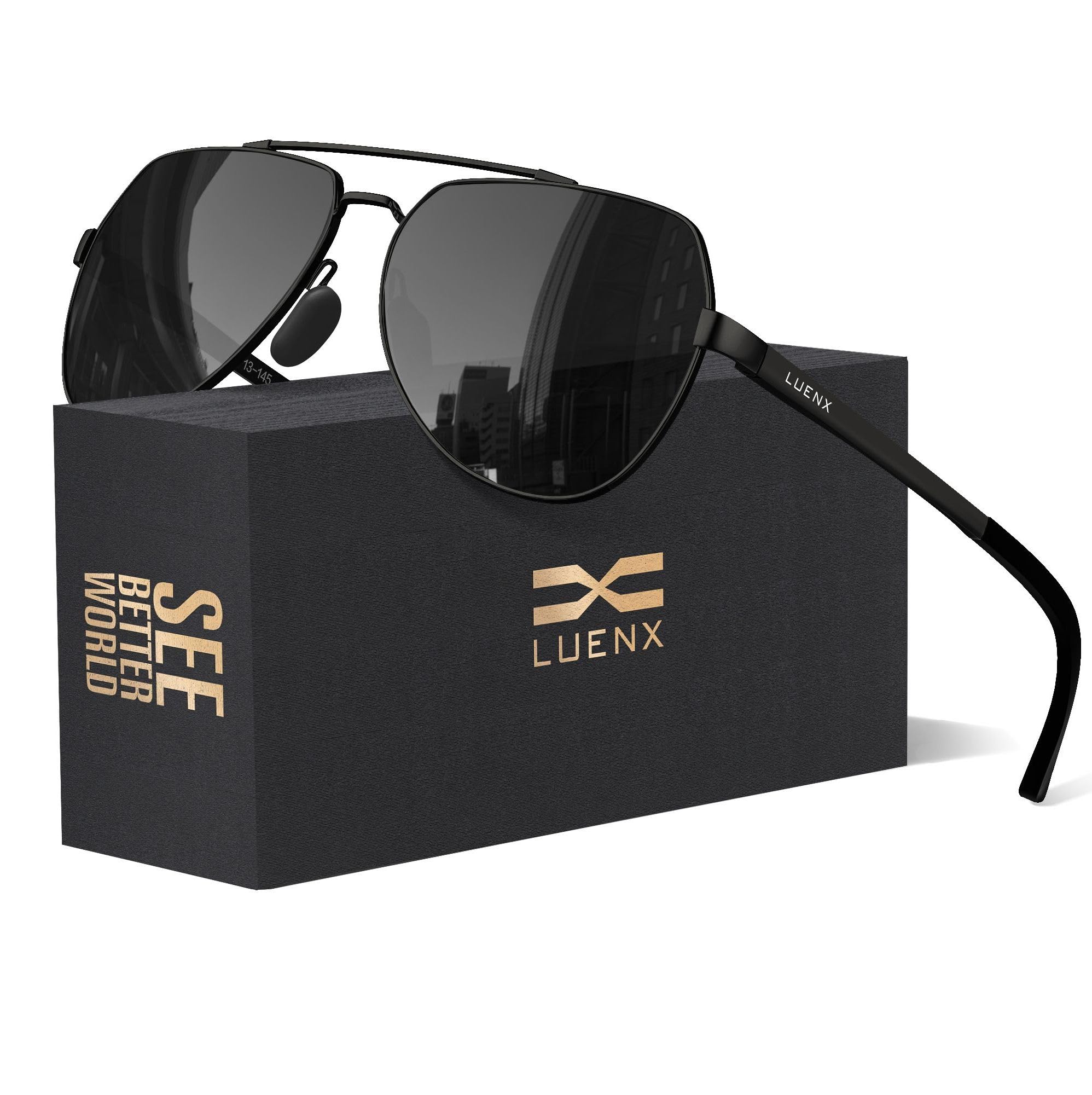 LUENX Aviator Polarized Sunglasses Men Women Classic UV400 Driving