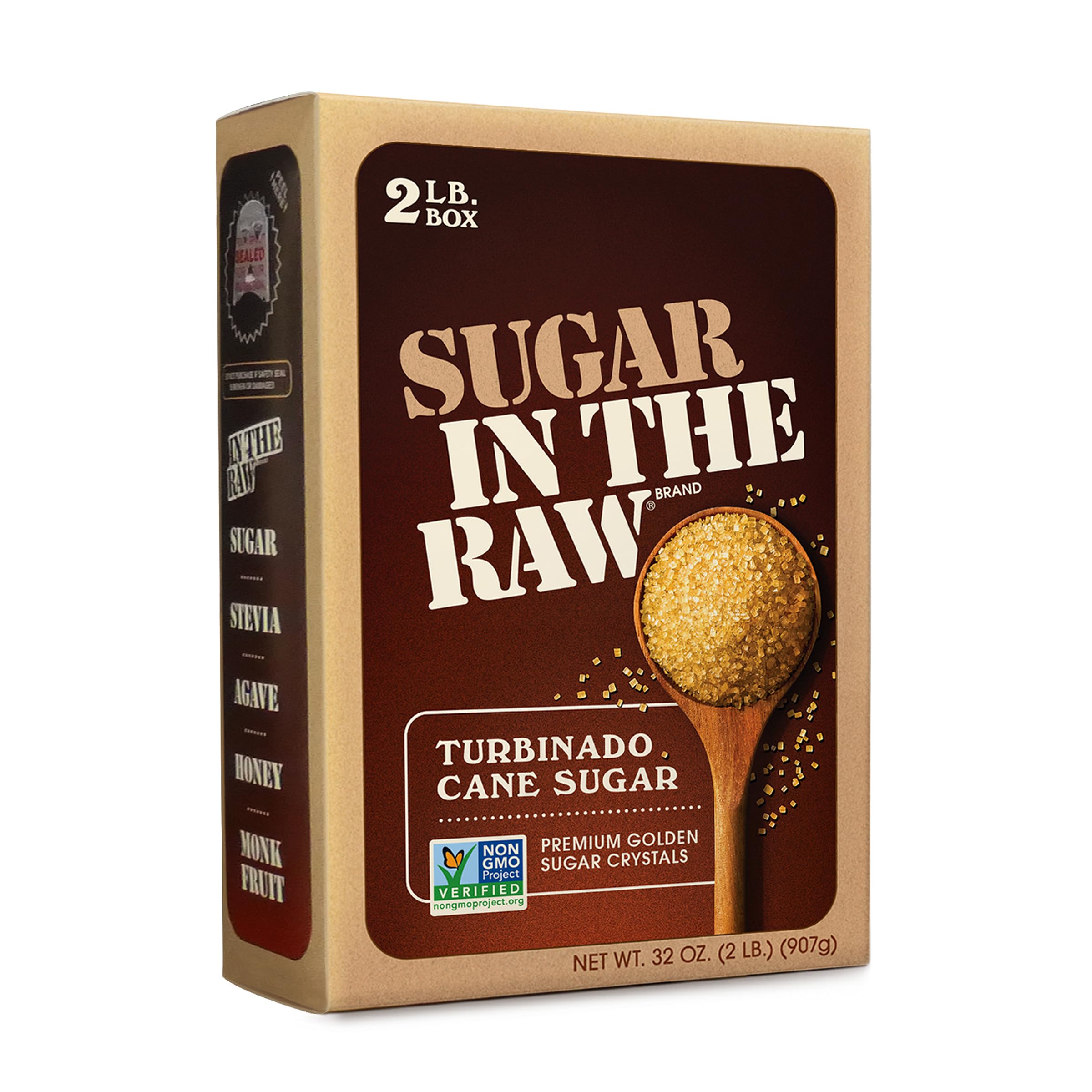 Sugar In The Raw, Granulated Turbinado Cane Sugar, 2 LB Box | Pure, All-Natural 