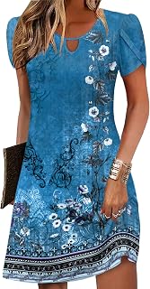 Zeagoo Women's Casual Short Sleeve Dress with Pockets Floral Summer Dress Short Sleeve Mini Dress Summer Dress