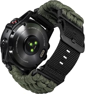 BINLUN Compatible with Garmin 20mm 22mm 26mm Braided Military Paracord Strap Sport Wristbands Nylon Watch Replacement Ideal for Fenix/Instinct/Forerunner Men