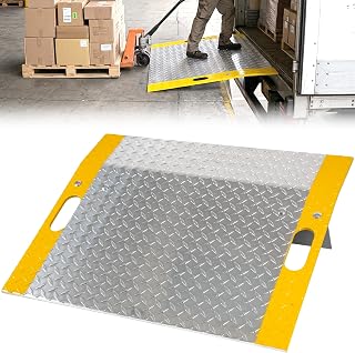 VNN 30" x 24" Dock Plate, Aluminum Dock Loading Ramp, 2500LBS Capacity | 0.42" Thick Sturdy Aluminum, Non-Slip Surface, With Yellow Warning Fringe, Slivery Dock Loading Ramp, For Material Handling