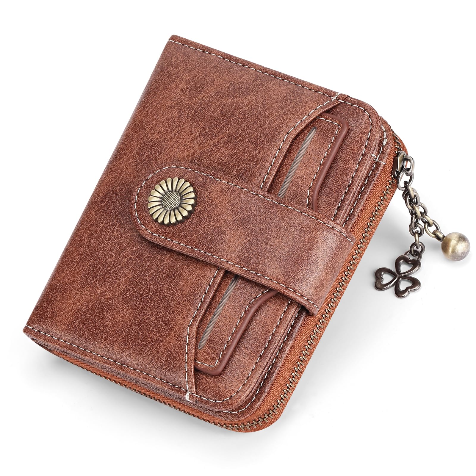 SENDEFN Women's RFID Blocking Wallet in Vegan Leather Short Coin Purse for Women