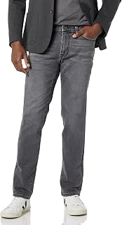 Amazon Essentials Slim Jeans - Men's Interrupted Colours, Washed Grey, 32W / 32L