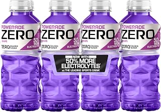 POWERADE ZERO Sugar Sports Drink, Grape Electrolytes, 20 Oz (8 Pk) | Sugar-free Sport Beverage Enhanced with Electrolytes | 50% More Electrolytes vs. the Leading Sports Drink (per 12oz serving)*