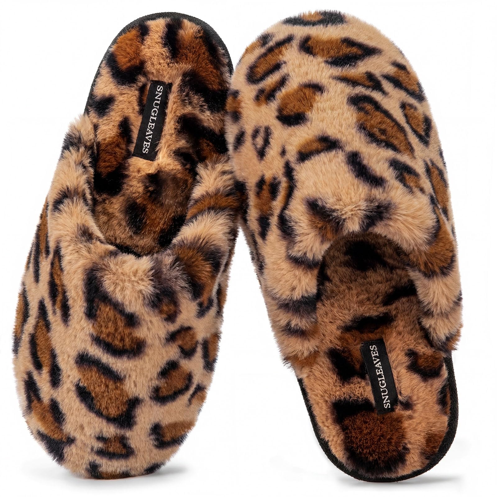 Snug Leaves Women's Fuzzy Scuff Slippers Memory Foam Non-slip House Shoes | Plus